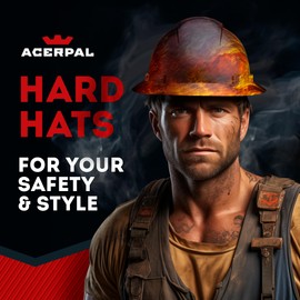 Acerpal Updated Full Brim Hard Hat, Stormy Sky Gloss, Padded, OSHA Construction Safety Approved Hardhats, Hard Hats for Men, Cascos De Construccion Helmet.