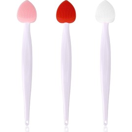 3Pcs Multicolor Lip Scrub Brush,Lip Exfoliator Brush,Silicone Lip Scrubber Exfoliator Tool, Double-Makeup Brushes and Tools,Sided Mini Silicone Brush Lip Lightening for Dark Lips,Remove Dead Skin