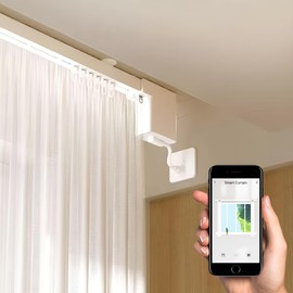 Smart Curtain Track System with Mini Zigbee Motor, Automatic Ceiling Curtain Opener, Motorized Curtains Rod 126''(3.2m) with App, Voice, Remote Control, Compatible with Alexa,Google and Siri