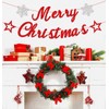 Elicola Red Glitter Merry Christmas Banner Christmas Banner with Snowflakes