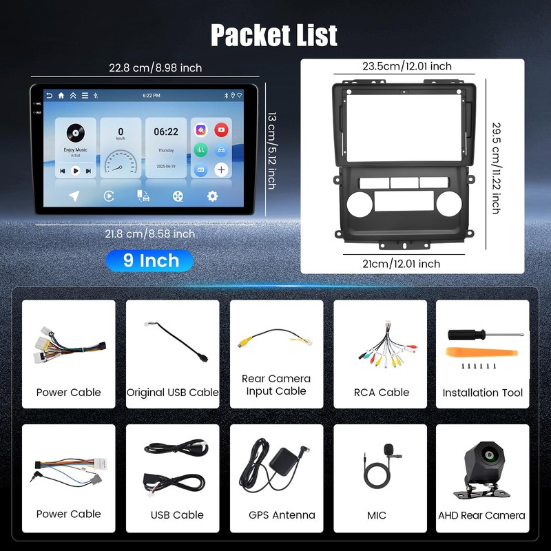 Hikity 4+64G Android 15 Car Stereo for Nissan Frontier/Xterra 2009-2012,