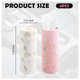 4PCS Car Tissue Holder,Extractable Portable Car Tissue Cylinder for Storing Each Box 50 Tissues,Fashionable Reusable Tissues for Cars Cup Holder Cars Accessories Interior