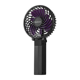 Holmes 4" Portable Handheld Fan – 3 Speeds, Rechargeable, USB-C, 180° Adjustable, Lightweight, Compact, for Home, Office, Travel – Black, 1-Year Limited Warranty