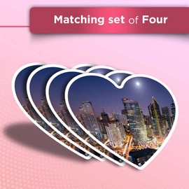 Vinyl Heart Stickers (Set of 4) - Makati Skyline Philippines Landscape Fun Decals for Laptops,Tablets,Luggage,Scrap Booking,Fridges #21828