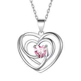 FindChic Silver Heart Necklace October Birthstone Necklace for Women Sterling Silver Love Celtic Knot Pendant Valentine's Day Gift for Wife Anniversary Jewelry Her