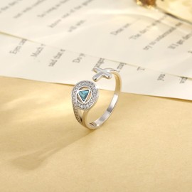 oGoodsunj Sterling Silver Sobriety Ring Adjustable Sober Rings Encouragement Motivational Inspirational Jewelry Gift for Women