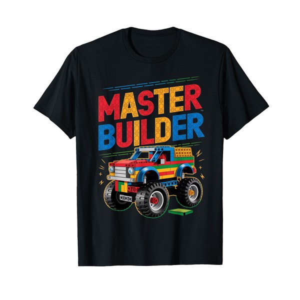 Master Builder Monster Truck Kids Building Blocks Brick Boys T-Shirt