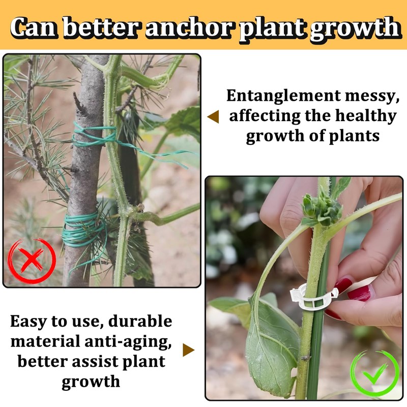 LuckyOpt Pack of 100 Plant Clips, Plastic Plant Clips for