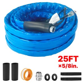 JAMESVAN Heated Water Hose for RV, 25 FT, 5/8" ID, -40F, PVC, Blue, Energy Saving Thermostat
