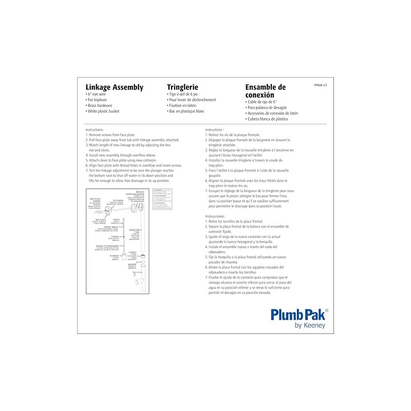 Plumb Pak PP606-23 Clevis Plunger Linkage Assembly, No 10-32 Bolt,