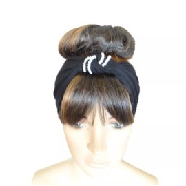 Handmade Black Headband. Black Head Piece. Head Wrap. Stretch Hairband. Knot Hair Wrap.