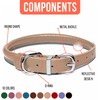 OOPSDOGGY Rolled Leather Dog Collar Reflective Roll Collars for Small