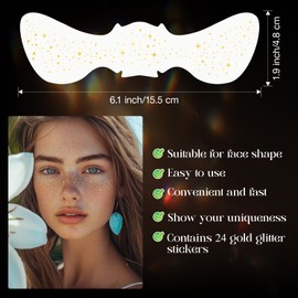 FeidyLong Glitter Freckles, 24 PCS Gold Face Glitter Makeup Accessories, Face Glitter Tattoos Makeup Patches for Women, Fake Freckles for Festival Rave