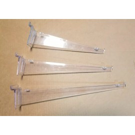 Unbranded 10" Slatwall Clear Acrylic Shelf Knife Bracket (2) w lip & suction cup holes.