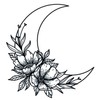 Moon & Flowers Tattoo - Temporalis® | Temporary Tattoo, Vegan