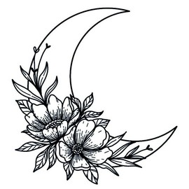 Moon & Flowers Tattoo - Temporalis® | Temporary Tattoo, Vegan and Waterproof - EU Certified Cosmetics - Lasts 1 to 2 Weeks [Moon and Peonies]