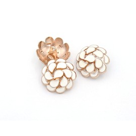 5 Pcs Flower Pattern Metal Round Button Vintage Button for Sewing Clothes Coats Decoration(White,22mm)