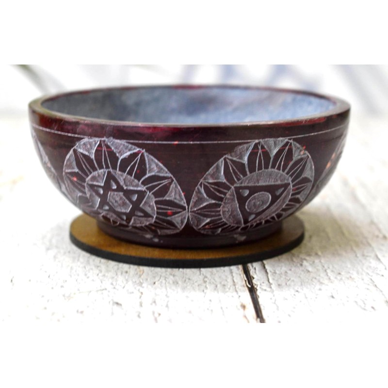 Carved Soapstone Serving,Incense Burner,Cleansing, Burning Sage, Smudge Bowl 5" x