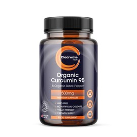 Organic Curcumin 95 with Black Pepper - Containing ONLY Organic Curcumin (The Active Component of Turmeric) - 500mg Curcumin - 60 Capsules - Made in The UK