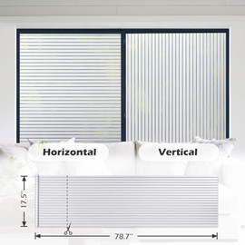 rabbitgoo Frosted Window Film Static Cling Decorative Glass Film Anti UV Window Privacy Film Non Adhesive Window Cling Door Cover for Home Office Meeting Room, Stripe Patterns, 17.5 x 78.7 inches