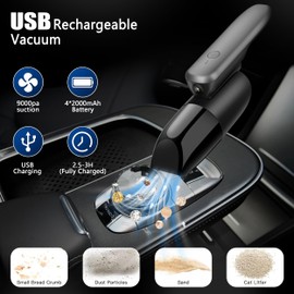 Lebleto Aspiradora de mano inalámbrica, recargable, aspiradora, soplado, bomba 3 en 1, portátil, ligera, carga rápida