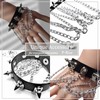 P-Rize Bracelet, Unisex, Spiky Studs & Chain, Black, Leather, Punk