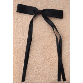 Ruwado 2 Pcs Bow Hair Clips Large Ribbon Satin Vintage Bowknot Hair Accessories for Women Girls Hair Barrettes Long Curly Thick Thin Party Hair Supplies (Black)