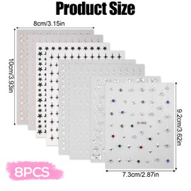 8 Sheets Shiny Nail Stickers, Glitter Gem Star & Crown Chain Nail Decals 3D & Flat Starlight Nail Design Stickers for Women Acrylic French Nail Manicure DIY Art Decorations