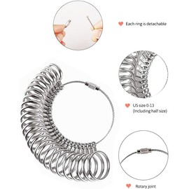 Meowoo Metal Ring Sizer Measuring Tool with Magnifier, Metal Ring Guage for Ring Measurer and Ring Sizer Clear and Intuitive Reading. Plastic Ring Sizer with Lens, 1-17