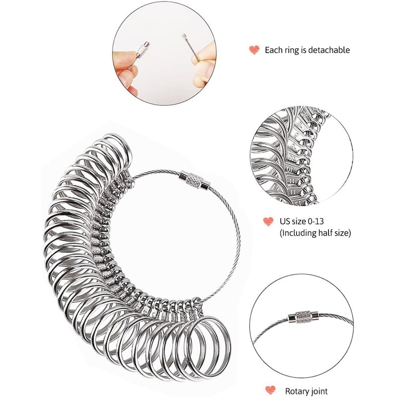 Meowoo Metal Ring Sizer Measuring Tool with Magnifier, Metal Ring