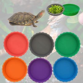 Bearded Dragon Food Dish, Reptile Water Bowl, Silicone Shallow Feeding Bowls, Terrarium Tank Accessories for Tortoise Frog Lizard Turtle Snake, Habitat Decor Supplies - 6 PCS Food - Grade Feeder
