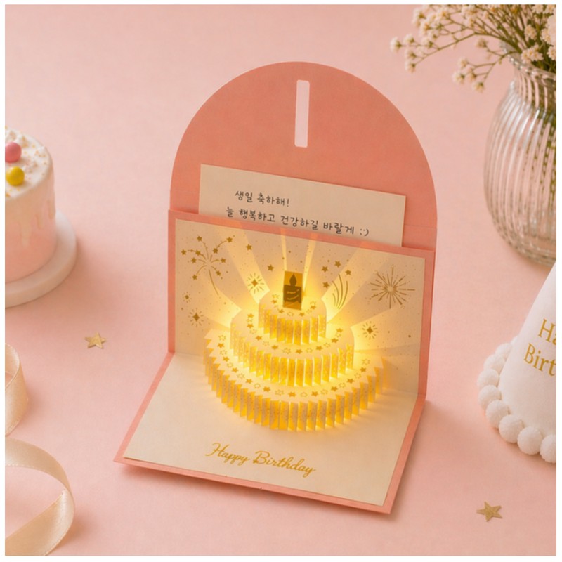 Nanakoji 3D Stereoscopic Recording & Melody Pop-Up Card, Gold (MELODY),