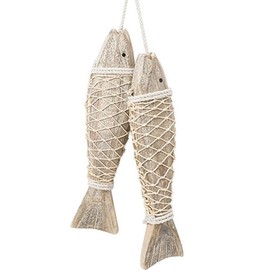 MAGICLULU 2 Piezas Ornamento de la Playa del océano Signo Decorativo de Pescado de Madera decoración Colgante de Estilo Fresco Colgante de casa Exterior Decorar Decorativo Accesorios