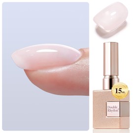 Double Rhythm 0.52 Oz Rubber Gel Polish Nail Strengthener Builder in a Bottle for Thickening Extension Hard Structure Glue (Nude Pink 8 in 1-3)