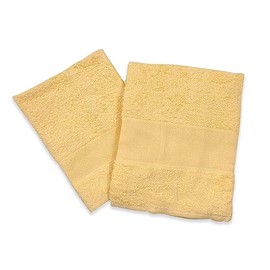 Panini Tessuti, Set/Pair of Large and Small Towels. Aida Fabric for Embroidery 100% Cotton Sponge - Guest Towels, Bathroom Towels (Yellow, WITHOUT EMBROIDERY)