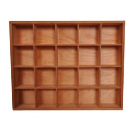LONG TAO 1 Pcs 13.4''x10.6''x2'' Wooden Storage Divider Box Showcase Display Box Organization Tray Display Holder with 20 Compartments for Home Craft Office Kitchen Storage (Vintage Color)
