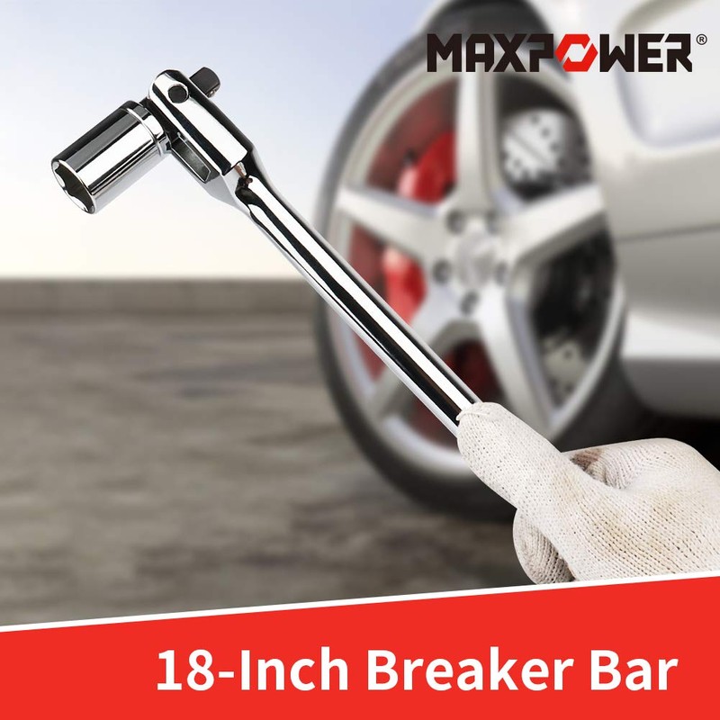 MAXPOWER 1/2-Inch and 3/8-Inch Drive Dual-Drive 18-Inch Breaker Bar Flex