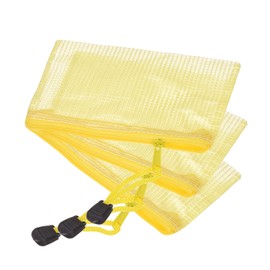 YOKIVE 3 Pack Mesh Zipper Bags, B8 Mesh File Pockets | Plastic Document Pouch, Great for Office Appliances Travel Storage(Yellow)