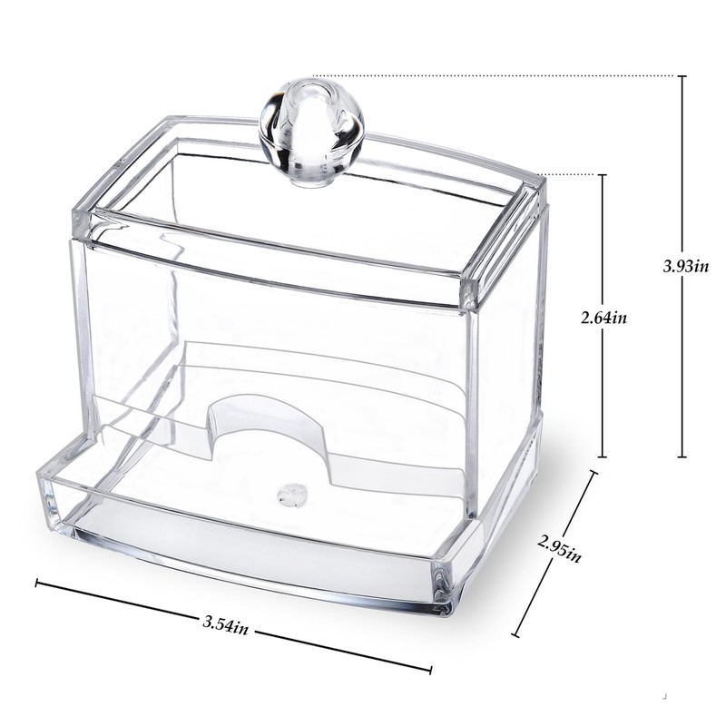 MOSIKER 10oz Clear Acrylic Small Qtip Holder,Swab Dispenser Cotton Ball