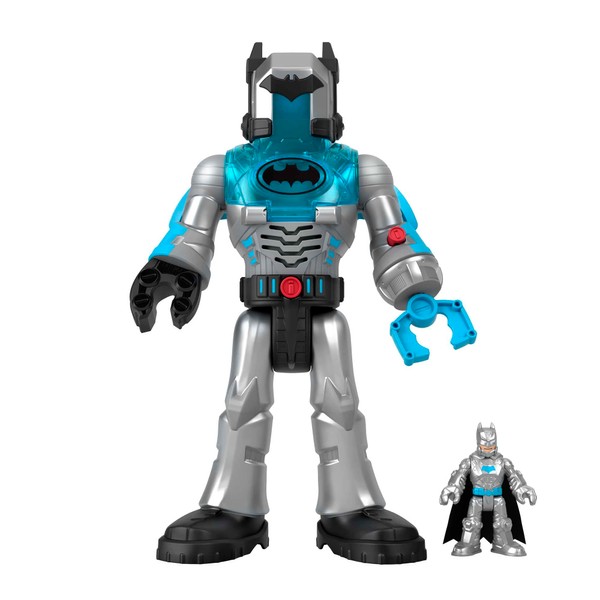 Fisher-Price Imaginext DC Super Friends Batman Toy Insider & Exo Suit 12-Inch Robot with Lights Sounds & Figure for Ages 3+ Years, Defender Grey