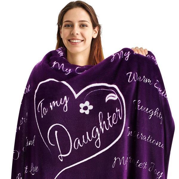 Daughter Valentines Day Gift from Mom, Daughter Gifts, to My Daughter Blanket, Daughter Gift from Mom, Gifts for Daughter, Birthday Gifts for Daughter, Gifts from Dad, Blanket 65” x 50” (Purple)