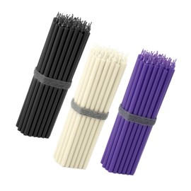 NKlaus 150 x Taper Candles Set 16 cm - Black, Cream & Purple - Thin Dripless Candles for Table Decoration, Events, Celebrations, Catering & Spiritual Decoration - Soot-Free 40758