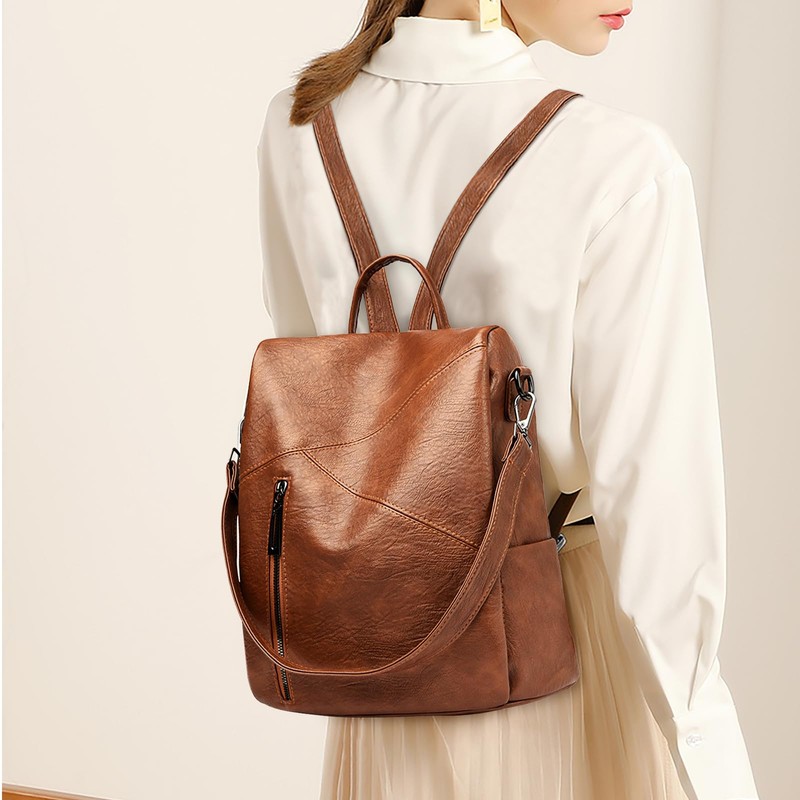 MultiValue Women's Leather Backpack, Classic Stylish Shoulder Bags, Handbag, Backpack,