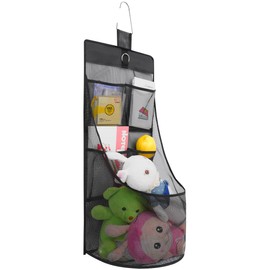 ALYER Hanging Mesh Organizer,Durable Net Storage Bag for Closet Bathroom Nursery Office Dorm Toys Cosmetics Sundries (Black, 24" H * 13" W * 8" D)