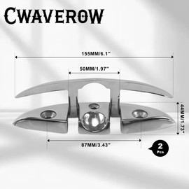 CWaveRow Boat Cleats 5"/6" 316 Stainless Steel Marine Grade Folding Cleats - Heavy Duty Flip Up Dock Cleats for Yachts, Kayaks & Pontoons- 2/4 Pack