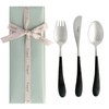 Cutipol Alice Set, Black/Matte Silver, Children's Cutlery Set, Ribbon Wrapping,