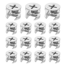 sourcing map Furniture Cam Lock Fasteners 15 x 12mm, 15Pcs Cam Lock Nut Connectors Fittings, Joint Connector Locking Nuts for Cabinet, Drawer, Wardrobe, Panel Connecting, Silver