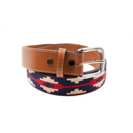GauchoLife Interchangeable Handmade Woven Polo Belt - Guarda Pampas Design, Crafted from Full Grain Leather (36, Blue Red)