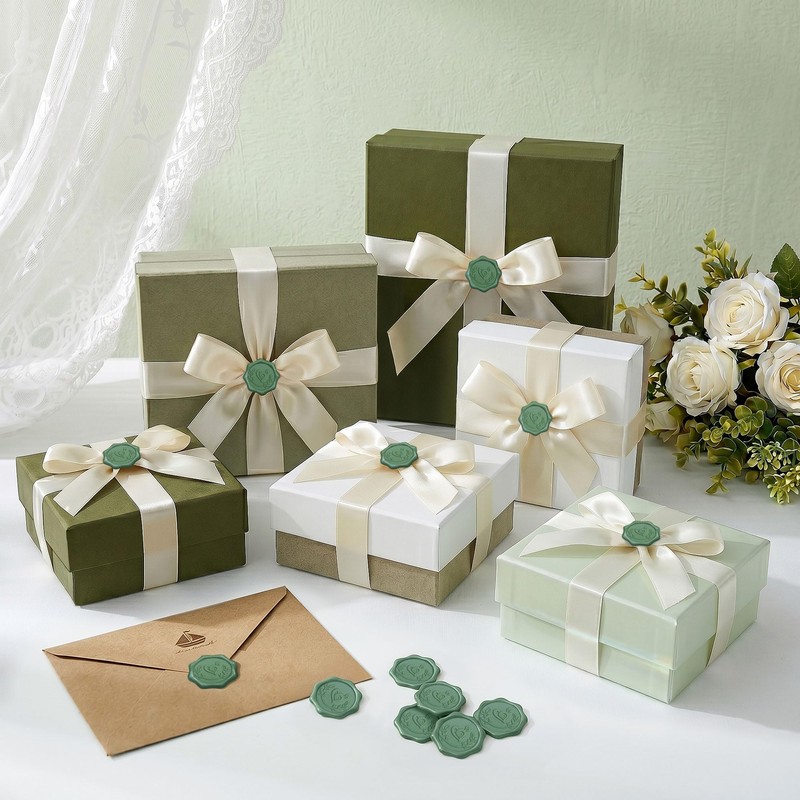 Green Wax Seal Stickers for Envelopes, 50 Pcs Envelope Seal