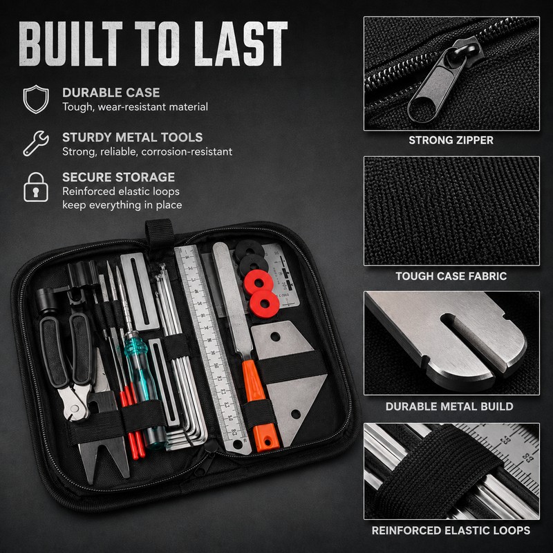 20-Piece Guitar Repair & Maintenance Tool Kit – Fret Leveling,